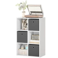 Mobile Multiuso con 6 Scomparti e 3 Cassetti in Tessuto, 53,7x30x79,8 cm, Grigio