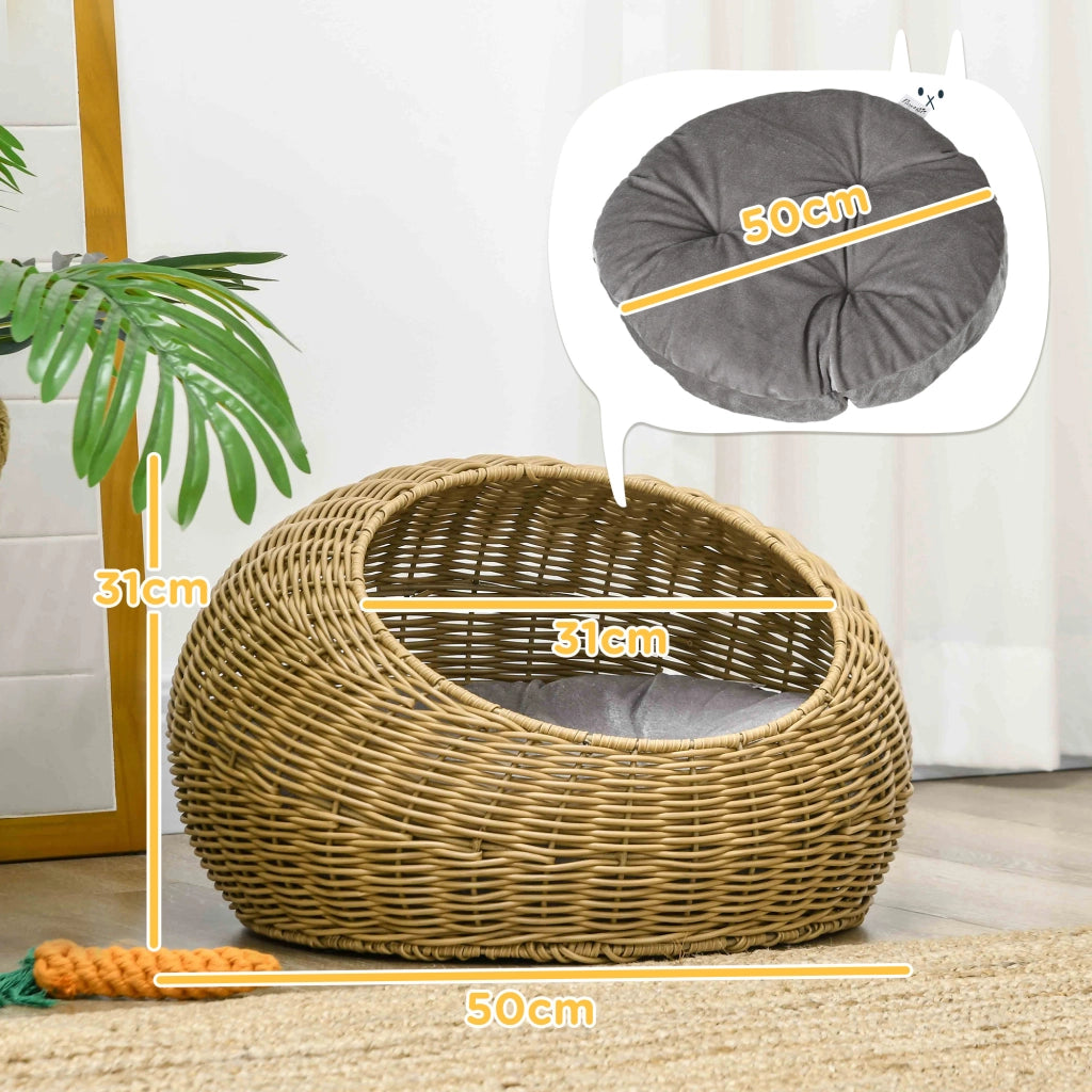 Cuccia per Gatto in Rattan Sintetico ¨C Zephmum ¨C Marrone 50x31 cm
