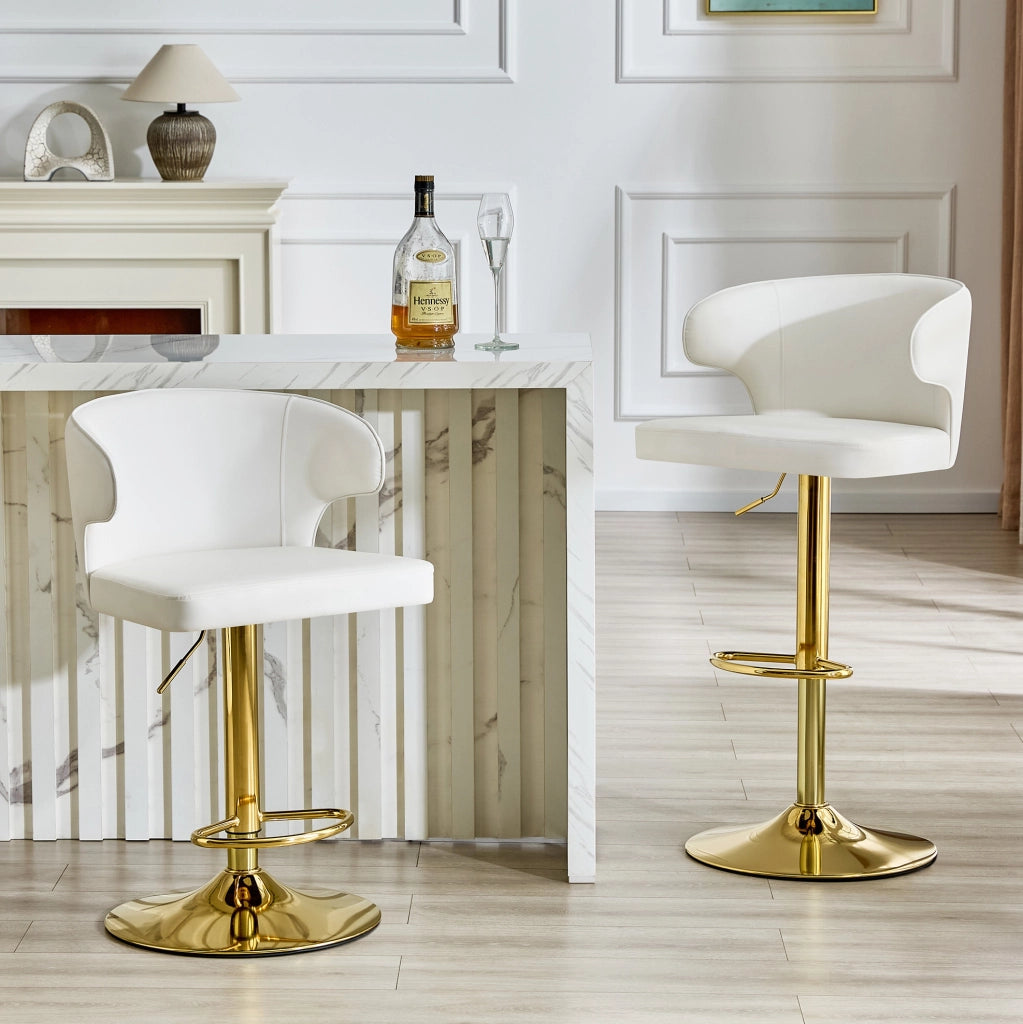 Sgabello da bar 85-110 cm bianco in PU, altezza regolabile e girevole