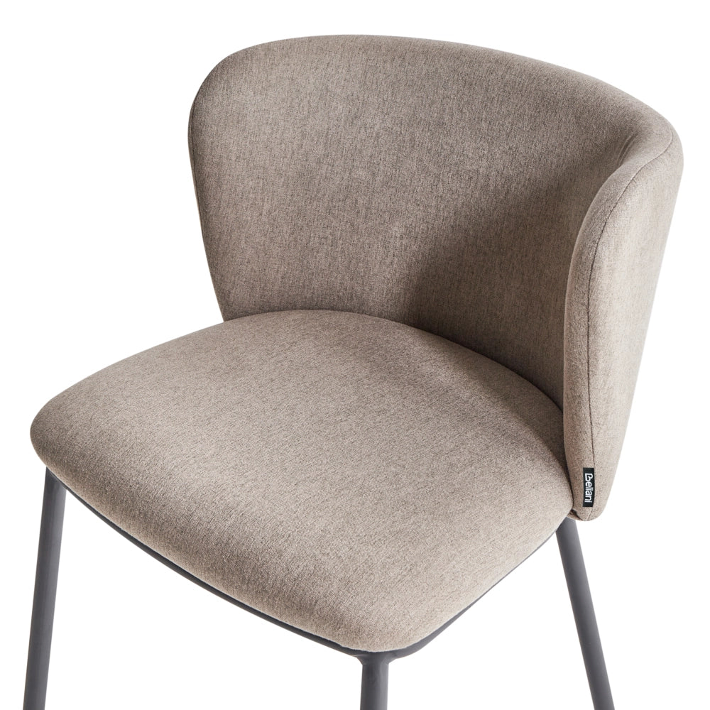 Set di 2 sedie da pranzo in poliestere tortora Rivestimenti in metallo nero Gambe senza braccioli Schienale curvo Design moderno e contemporaneo