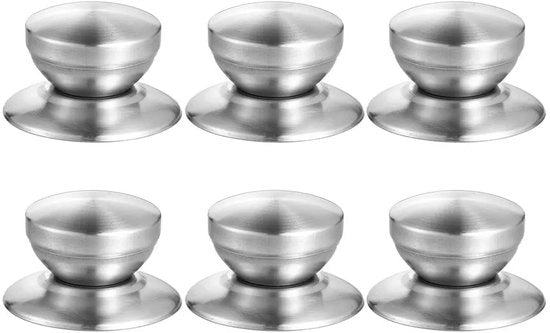 Detersivo per maniglia di coperchio - 6x viti in acciaio inossidabile - con maniglia di coperchio, gomma antiscivolo e viti - per accessori di coperchio di pentola - maniglia di coperchio - accessori di coperchio per pentola (argento)