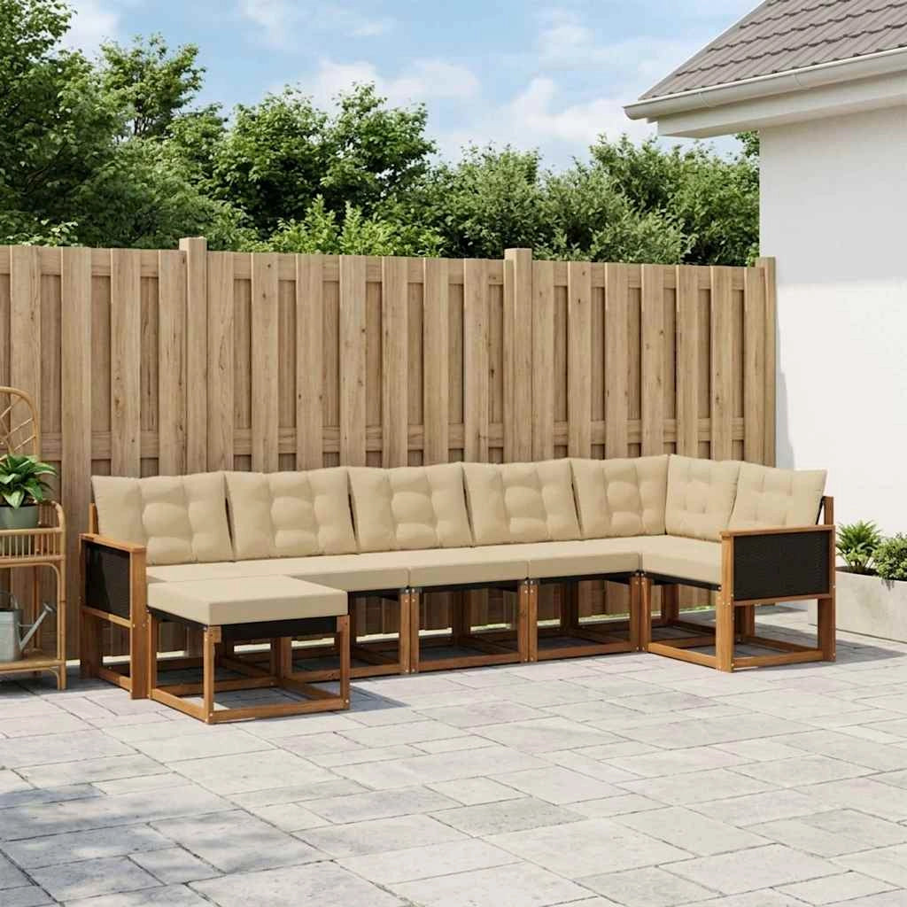 Set di divani da esterno 7 pz Naturale e Beige 3382089