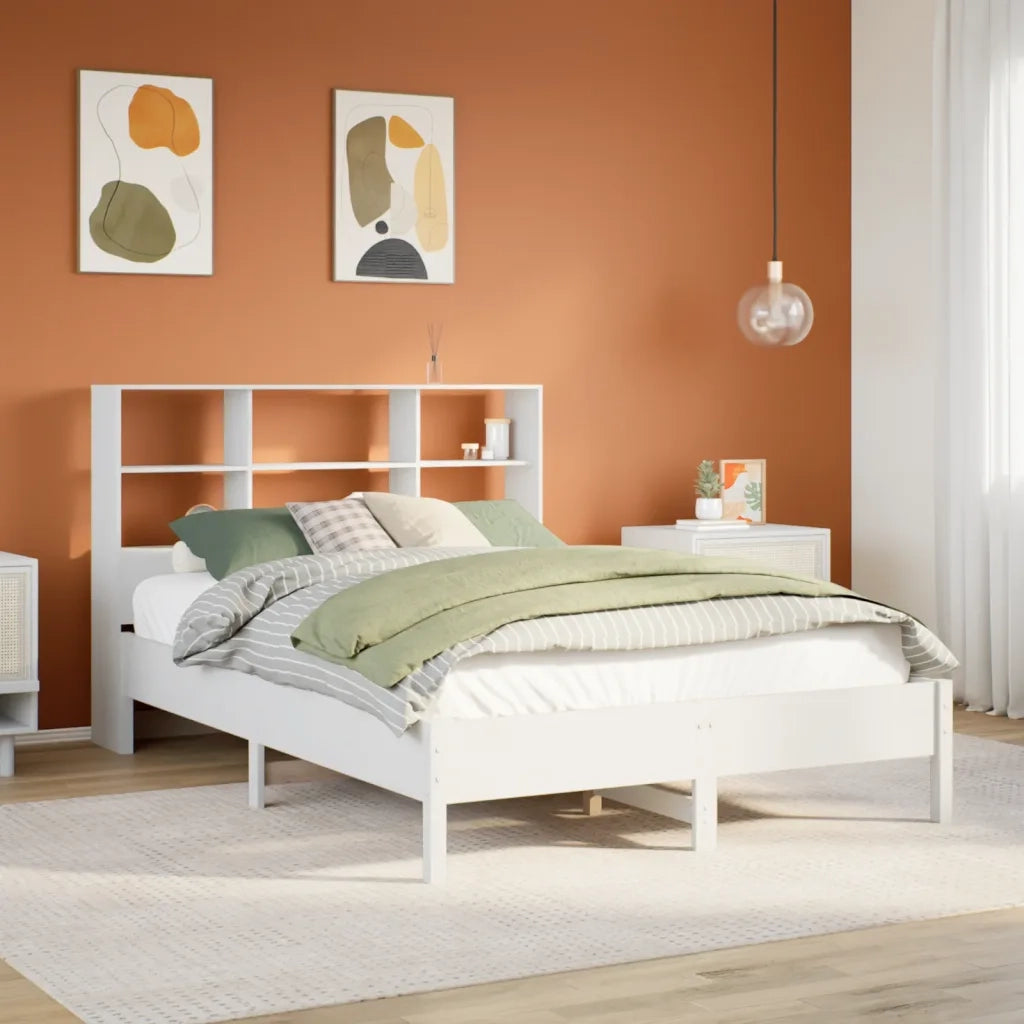 Letto Libreria senza Materasso Bianco 140x200 cm Legno di Pino 3322871
