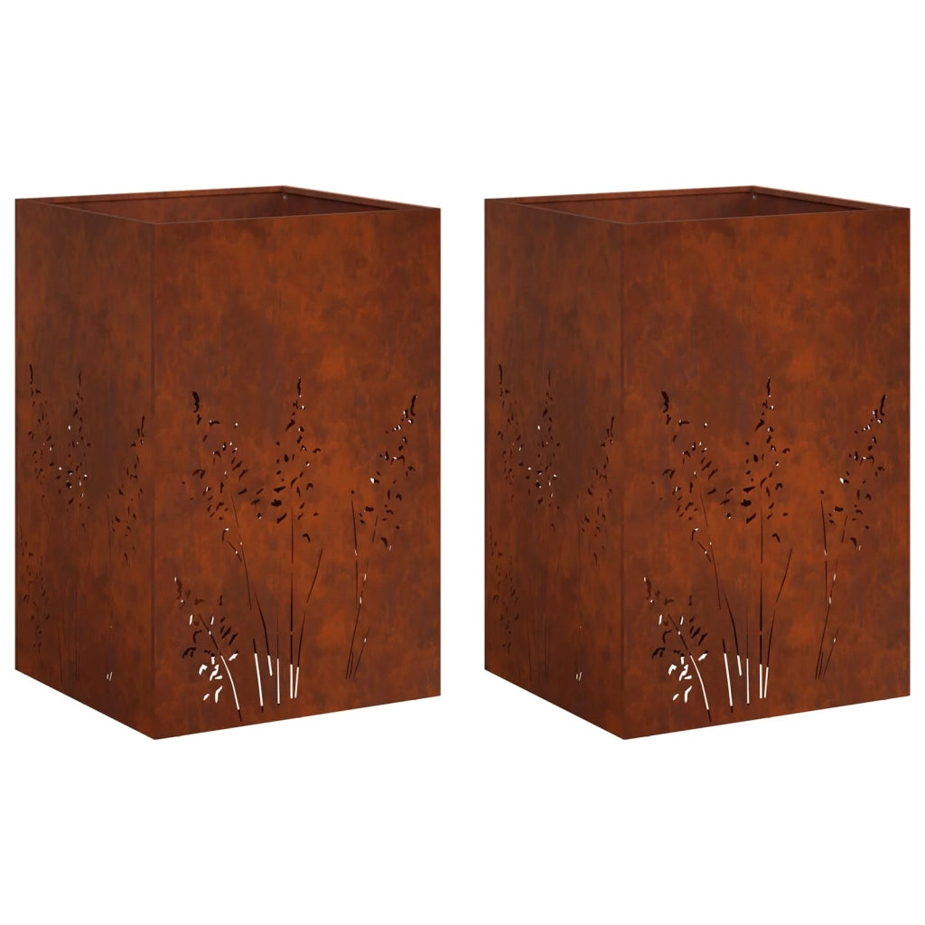 Vaso da giardino 2 pz Ruggine 50 x 50 x 75 cm Acciaio Corten 8005777