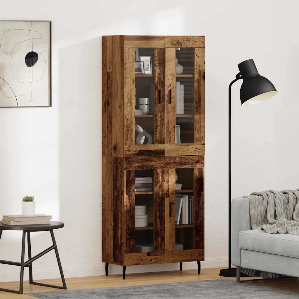 Credenza 2 pz | Madia | Buffet da pranzo | Armadio da pranzo Legno vecchio Legno Stratificato e Vetro