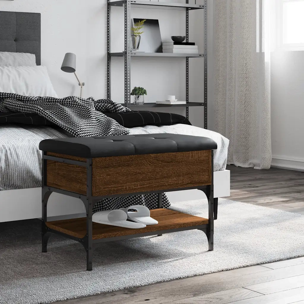 Panca Porta Scarpe Rovere Marrone 62x42x45 cm Legno Multistrato