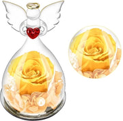Vetrata a forma di cupola - Decorazione floreale - Angeli di vetro - Regalo romantico - Manufatto artigianale - Rose eterni