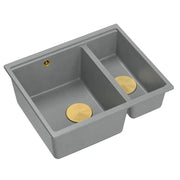 Lavello In Granito Logan 150 Grey Metallic Tappo acciaio