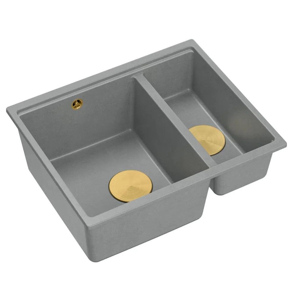 Lavello In Granito Logan 150 Grey Metallic Tappo acciaio
