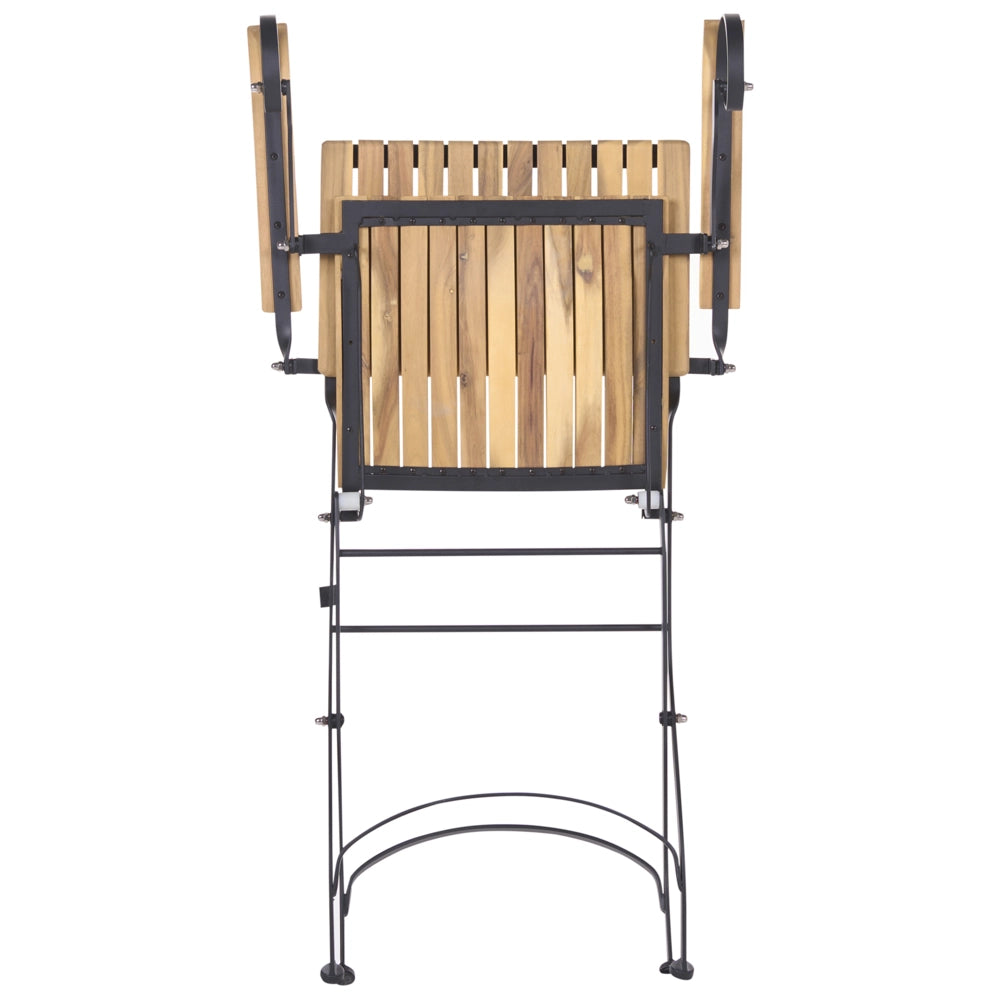 Set da giardino composto da 2 sedie con braccioli in legno di acacia laminato, struttura in acciaio, stile moderno, marrone chiaro