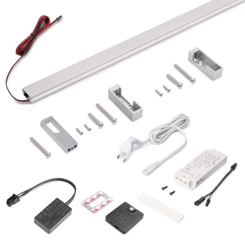 Kit di ferramenta per armadio 2 ante e chiusura ammortizzata Placard 74, Modello Maniglia Sharp, spessore 16 mm, panne..