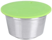 Capsule per caffè riciclabile in acciaio inossidabile - coperchio in silicone - alta precisione del filtro - compatibile con macchine per caffè - eco-friendly - contenitore per capsule di caffè