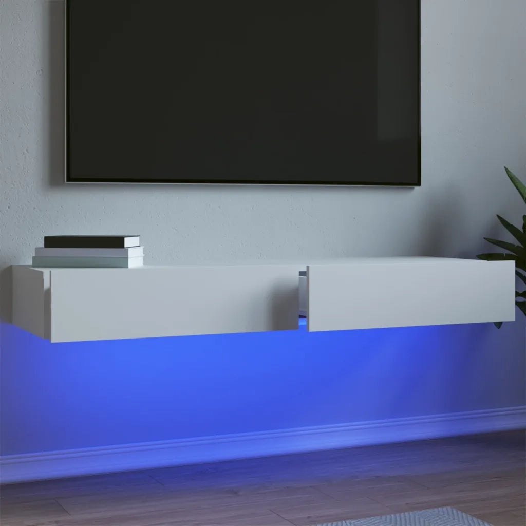 Mobili Porta TV con Luci LED 2pz-Set di 2 Credenza per TV Bianchi 60x35x15,5 cm