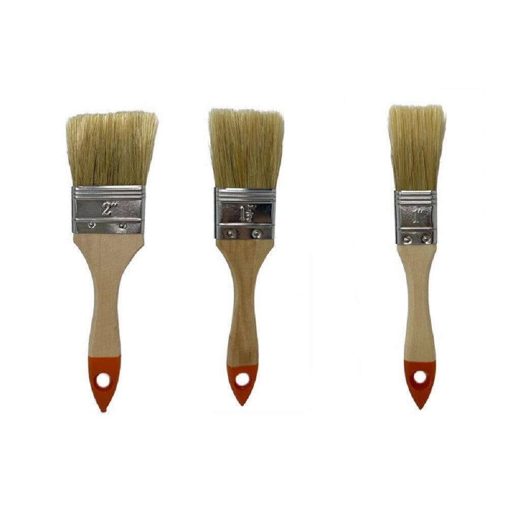 Trade Shop - Set 3 Pennelli Testa Piatta Pennello Per Pittura Vernice Varie Dimensioni 90307 -