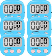Timer Cucina Digitale - Set Orologio Cucina - Cucinare e Cuocere - Inclusa Interruttore Aziende/Spente - 6 Pezzi - Blu
