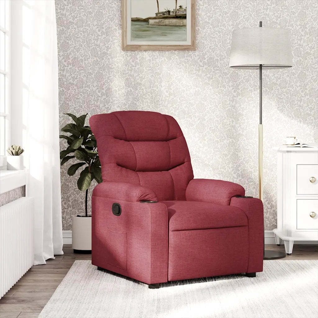 Poltrona | Sedia Relax Reclinabile in Tessuto Rosso Vino
