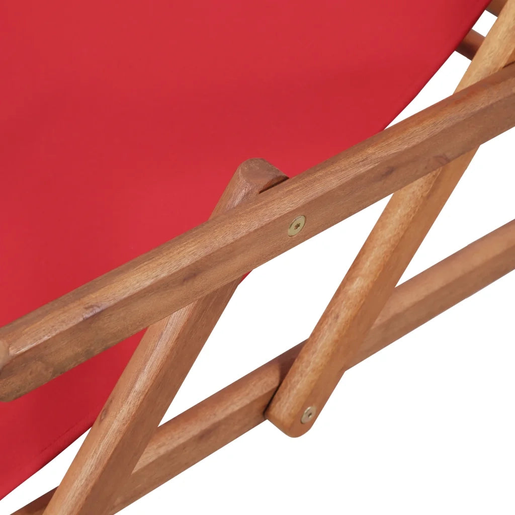 Sdraio da Spiaggia Pieghevole in Tessuto e Telaio Legno Rosso cod mxl 24837