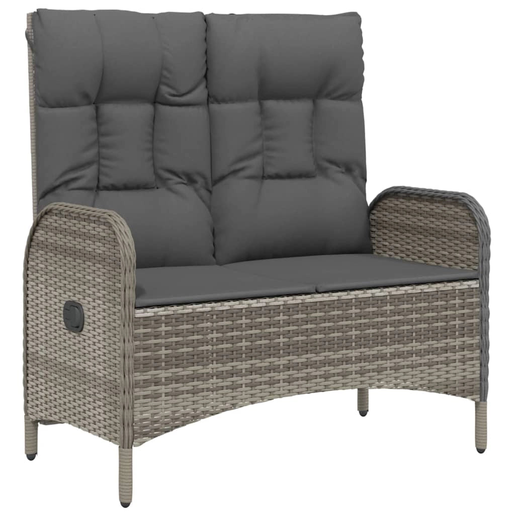 Panca da giardino mobili da esterno per patio panca reclinabile da terrazza con cuscini 107 cm polyrattan grigio 02_0011735