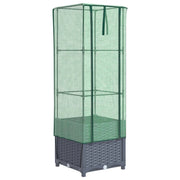 Aiuola rialzata/fioriera con copertura effetto rattan 40 x 40 x 139 cm blu/grigio 02_0038772