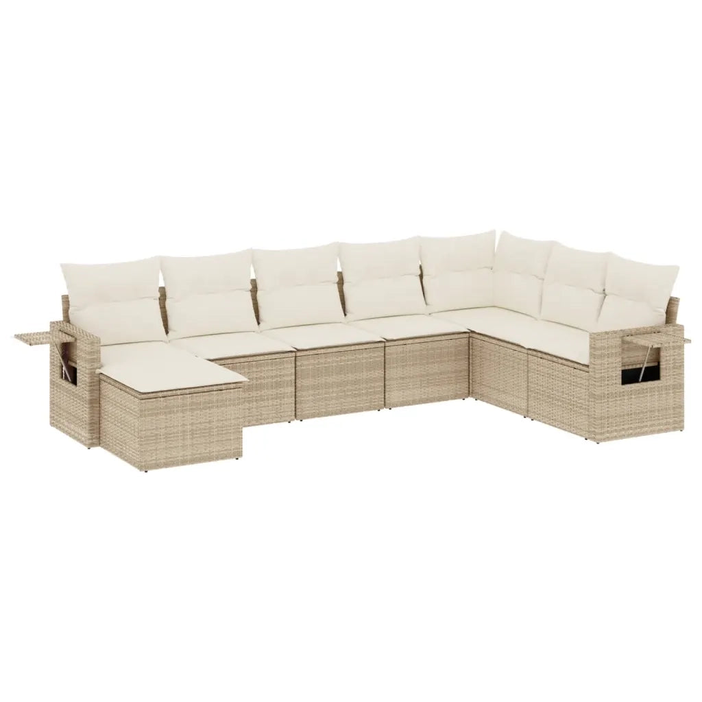 Set Divano da Giardino 8 pz con Cuscini Beige in Polyrattan 3220557