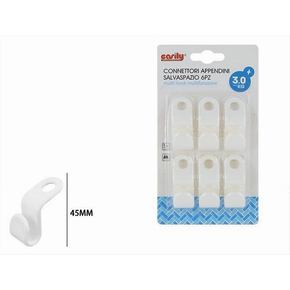Trade Shop - Set 6pz Connettore Appendiabiti Collegamento Ganci Grucce Appendini Salvaspazio 87355 -