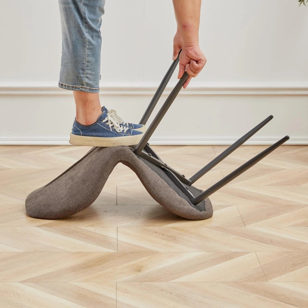 GrandCA HOME Set di 6 Sedie da Pranzo, Sedie da Pranzo Imbottite, Sedie da Cucina Nordiche con Gambe in Metallo, Cuscini in Tessuto a Rombi,Grigio scuro-R