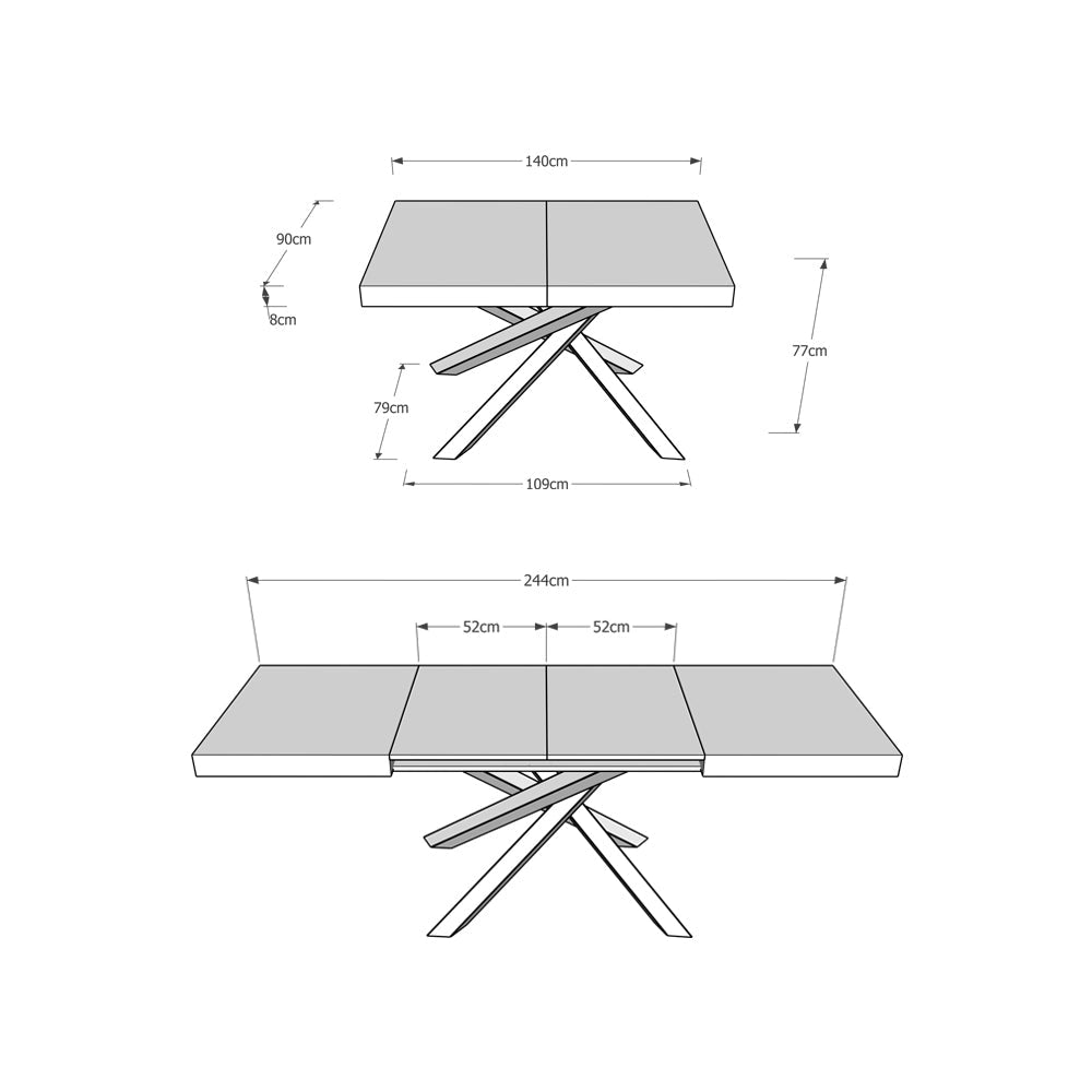 Tavolo Allungabile 140-244x90x77 cm Volantis Bianco Frassino Telaio 4C