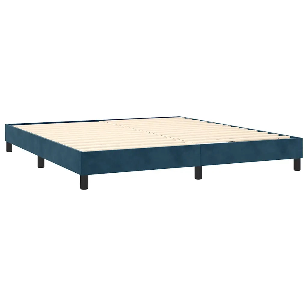 Giroletto a Molle con Materasso Blu Scuro 160x200 cm in Velluto 3127443