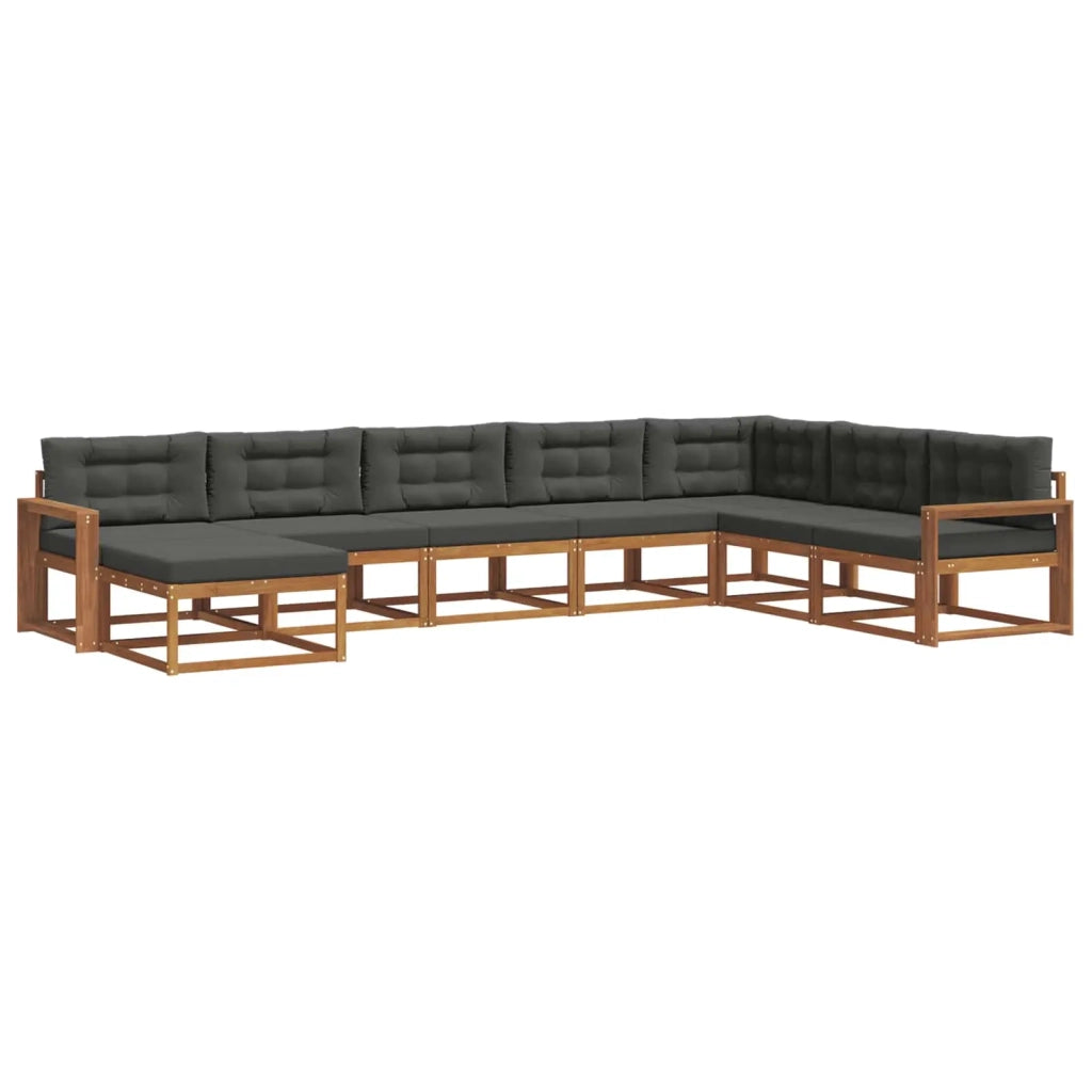 Set di divani da esterno con cuscino 8 pcs Naturale e Antracite