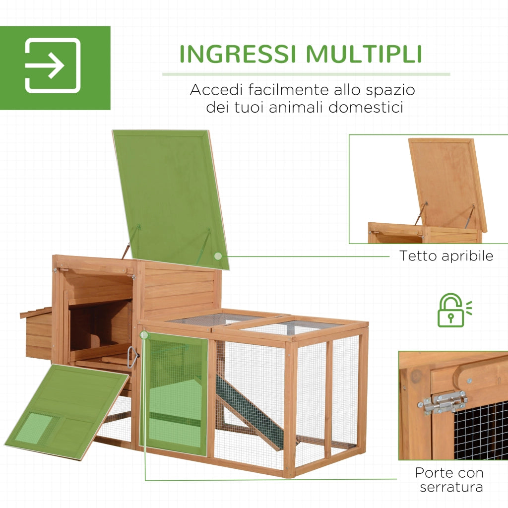 Easycomfort Pollaio da Giardino Gabbie per Galline da Esterno con Zona di Corsa e Nido in Legno 190×81×103cm