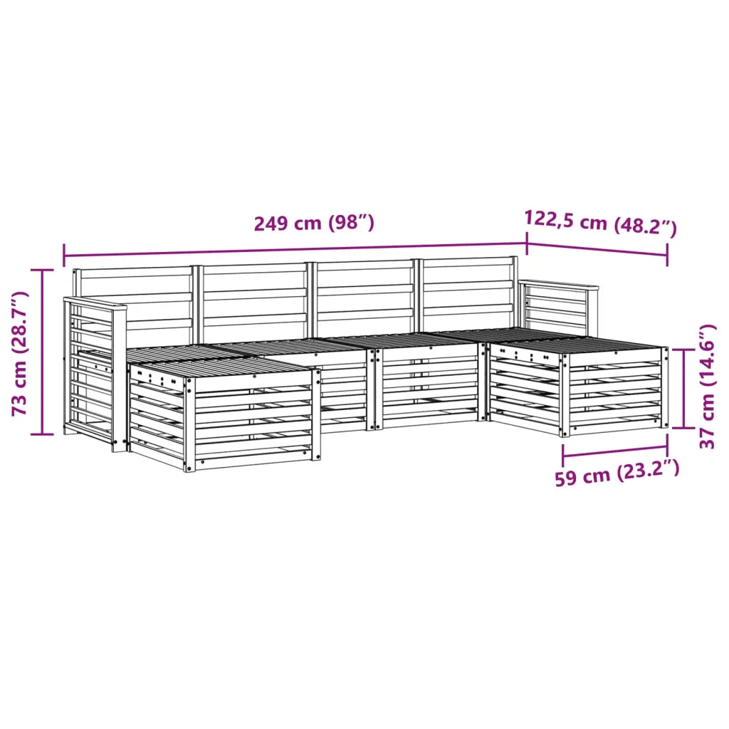 Set divani 6 pcs Bianco Legno di Acacia Massello 3392284