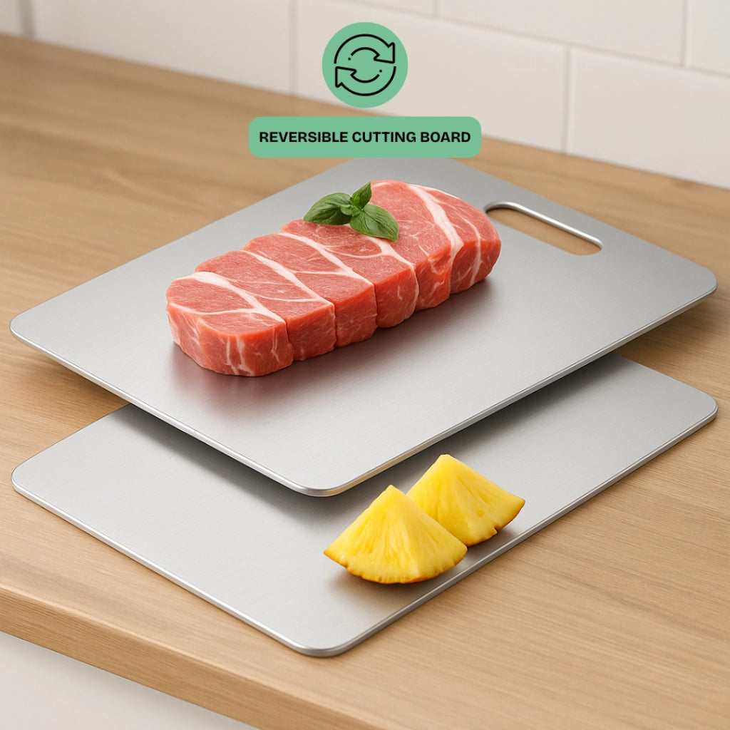 ZOIMANIA - Set 2 Taglieri in Acciaio Inox AISI 304 - Spessore 15/10 (1,5 mm) - Misure: 20x30cm + 30x40cm - Satinato Antigraffio - Bifacciali - Lavabili in Lavastoviglie