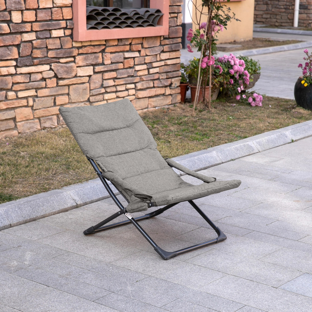 Sedia pieghevole da giardino con cuscino ¨C Xylo ¨C metallo grigio rimovibile 66x94x79 cm