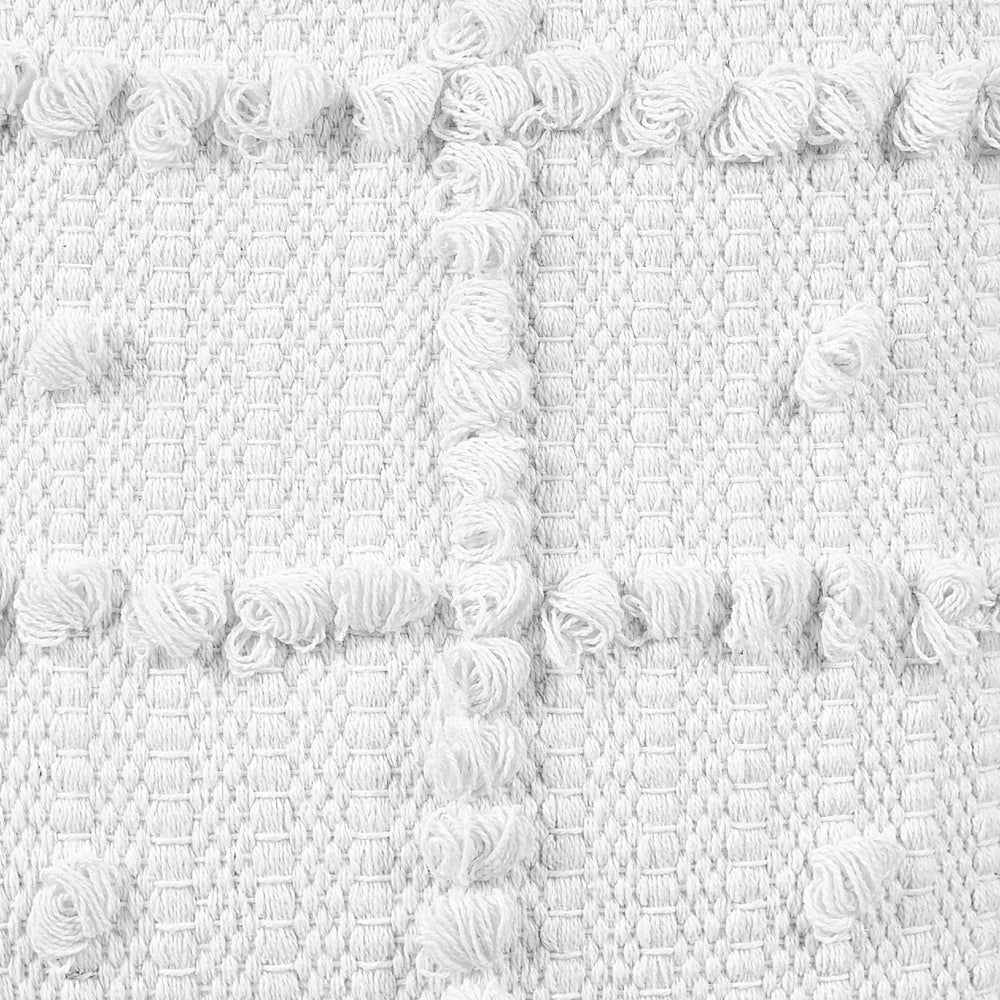 Pouf in cotone bianco 40 x 40 cm pouf motivo geometrico imbottitura in EPS chiusura con zip boho moderno