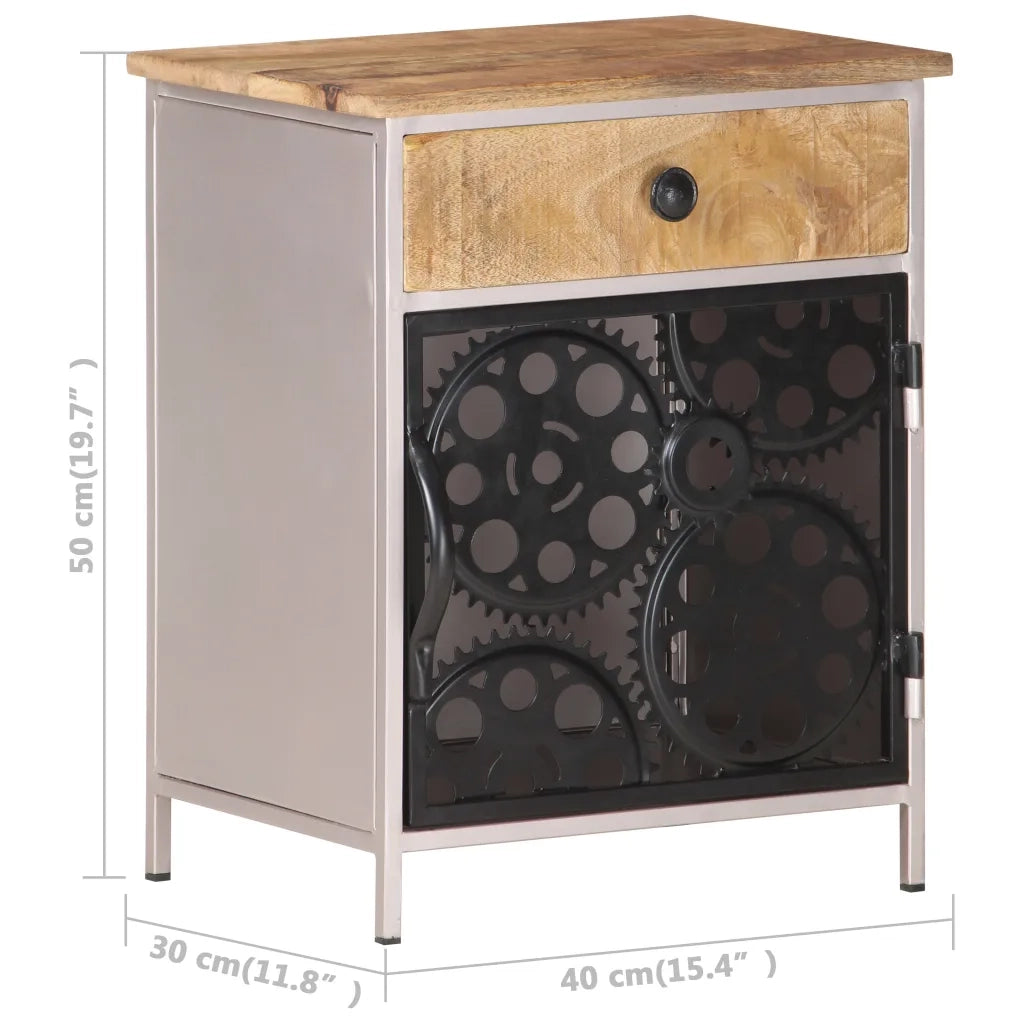 Comodino-Tavolino da notte 40x30x50 cm in Legno di Mango Grezzo 945001
