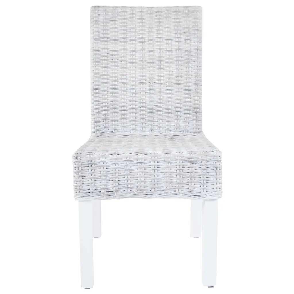 Sedie da Pranzo 4 pz Bianco in Rattan Kubu e Mango 275465
