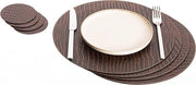Piatti e sottopiatte in pelle riciclata - set da 4 pezzi - 33 cm piatti - 10 cm sottopiatte