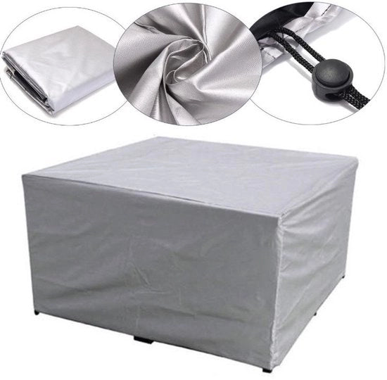 Ottomana per giardino, rettangolare, tavolo da giardino, resistente ai raggi UV, extra resistente, tessuto Oxford 210D, grigio, 315 x 160 x 74 cm