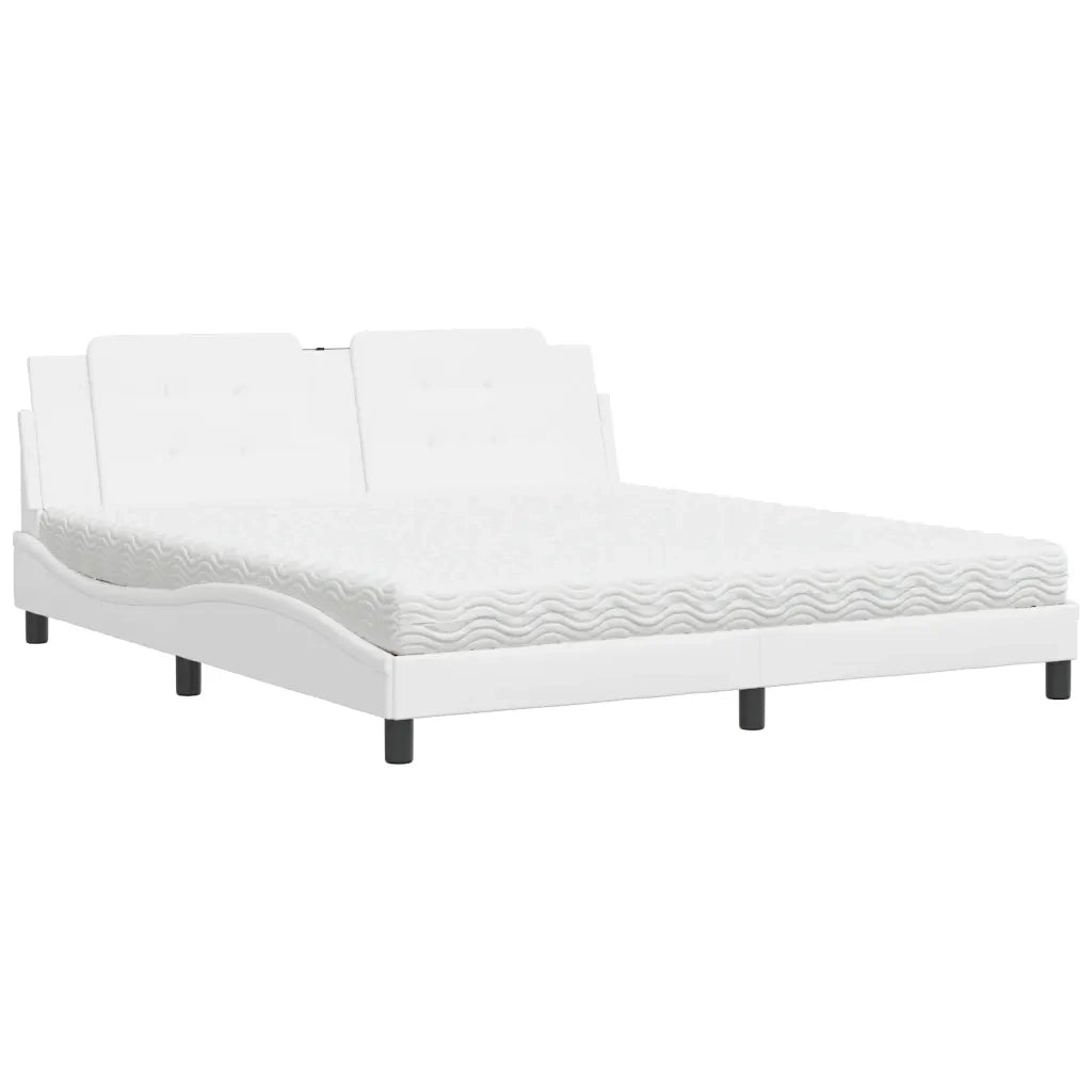 Letto con Materasso Zadar Bianco 180x200 cm in Similpelle