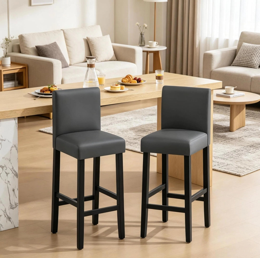 Set di 2 sgabelli da bar con schienale nero e grigio 41 x 43 x 110 cm