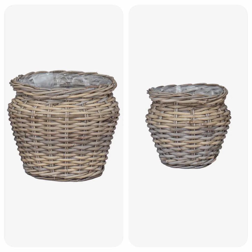 Cesto per Piante con archiviazione 2 pcs Grigio Rattan Lacak 42020959