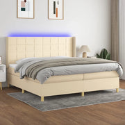Letto a Molle Materasso e LED bianco 200x200cm in Tessuto 3138906