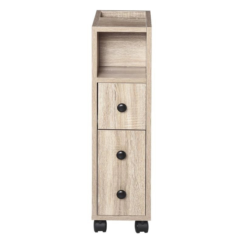 ARMADIETTO DA BAGNO A COLONNA DESIGN COMPATTO 4 RUOTE COLOR ROVERE