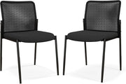 Set di 2 Sedie da Conferenza, Sedia da Ufficio con Schienale Ergonomico in Rete, Seduta Imbottita, Sedie per Sala d'Attesa, Ufficio, Portata 150 kg, 63 x 52 x 84 cm