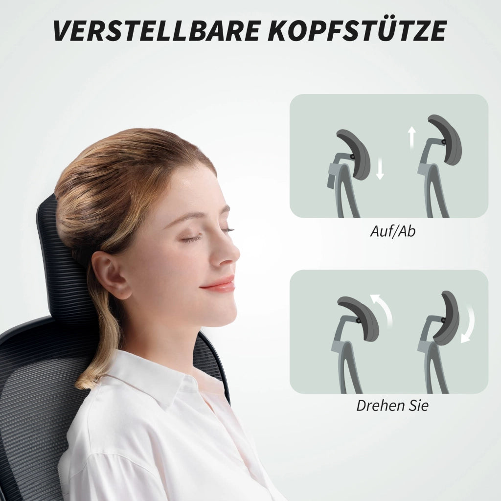 Sedia da ufficio ergonomica ¨C zephmum ¨C con braccioli reclinabili e supporto lombare regolabile, nero