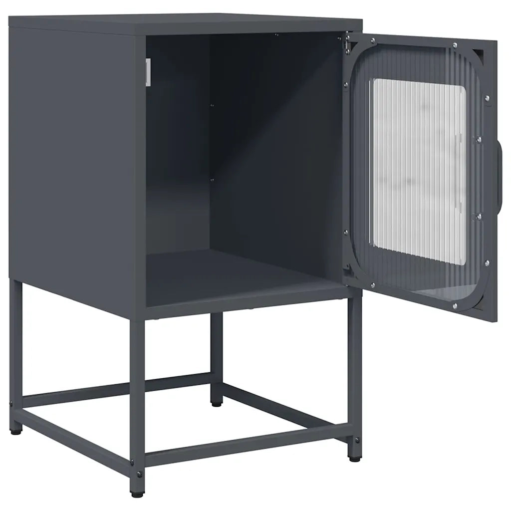 Comodino Antracite 36x39x60,5 cm in Acciaio Laminato a Freddo 853328
