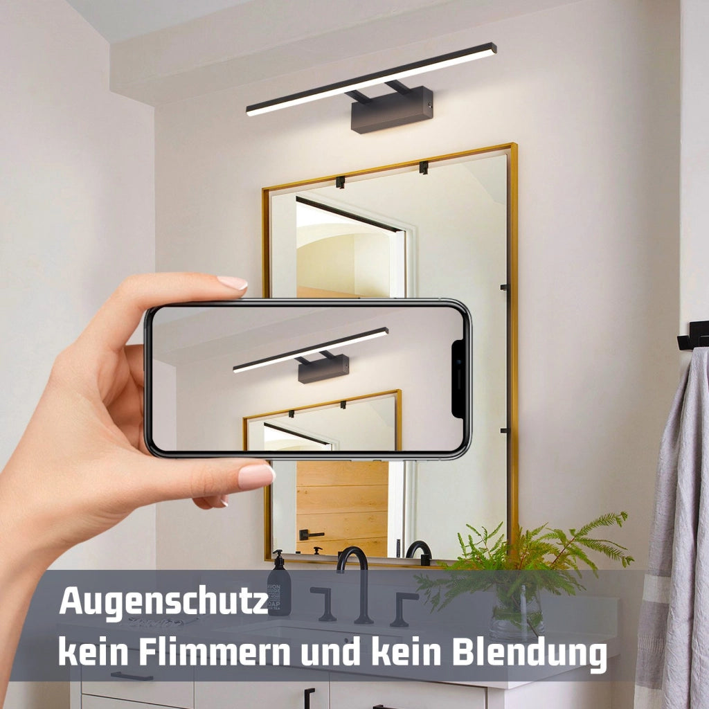 ZMH Lampada da specchio a LED per bagno 60 cm lampada da parete 13 W nero opaco bianco neutro cucina corridoio
