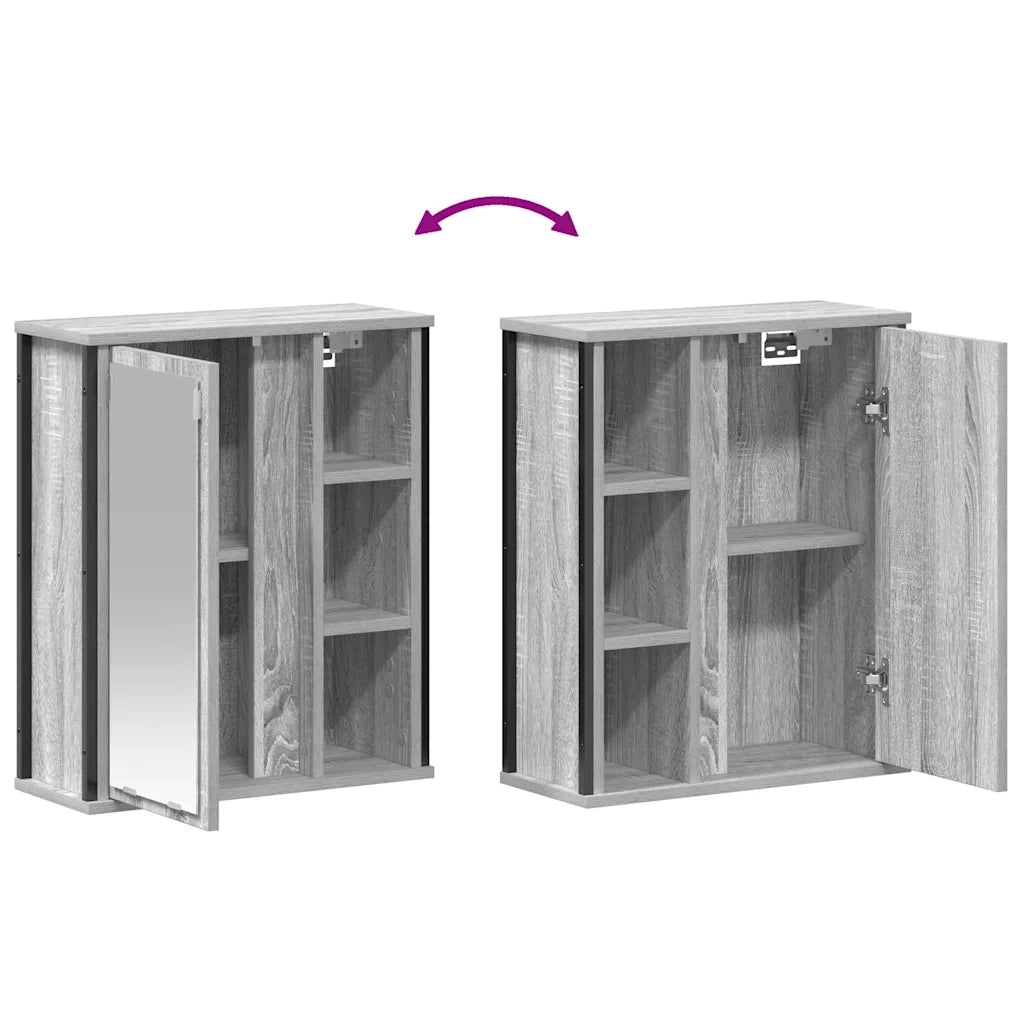 Pensile da Bagno | Armadio da bagno con Specchio Grigio Sonoma 50x21x60 cm