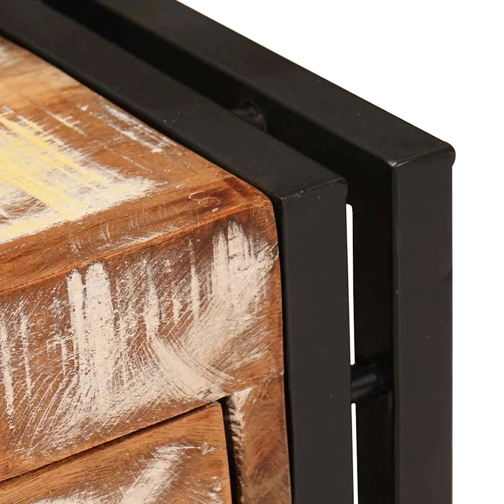 Tavolino con cassetto 30 x 30 x 40 cm Legno Recuperato Massello 4016716