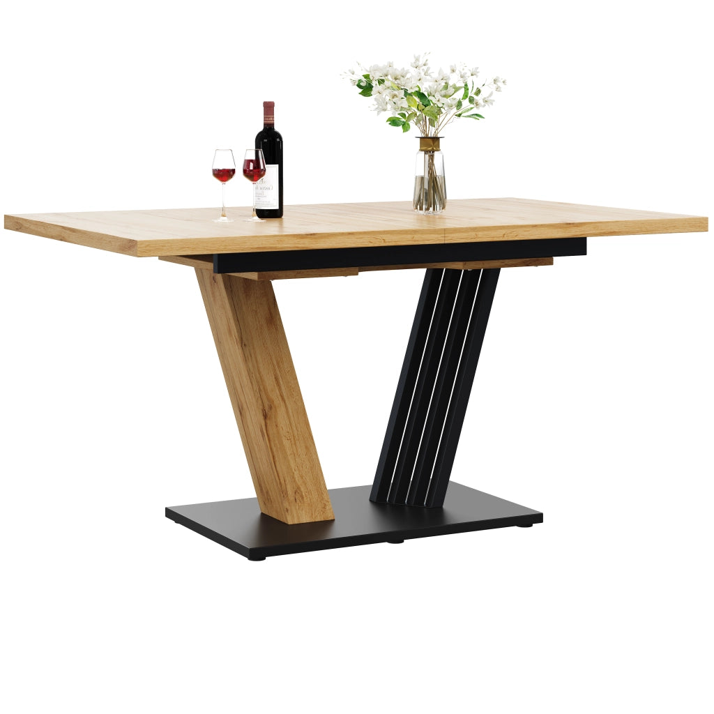 Tavolo da pranzo allungabile con piano in MDF, gambe regolabili e finitura effetto legno per cucina e soggiorno